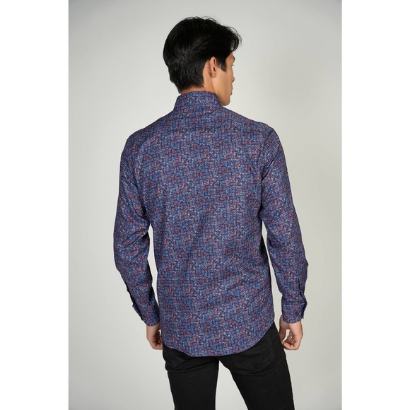 Luchiano Visconti FW22 LEO Square Pattern King Cotton Shirt - Picture 4 of 6